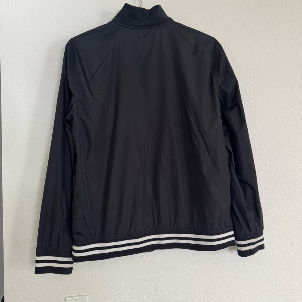 Adam Levine Mens Bomber Jacket Black with White Size L Full Zip w/Pockets - Picture 9 of 13